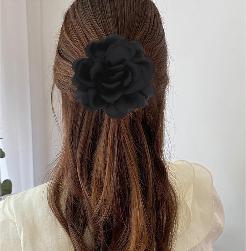 Decixde Satin Fabric Rose Flower Brooches - Handmade Floral Accessory for Wedding Party Dance Banquet Ceremony - Size: 4.72in - Image 2